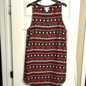 Red and Black boho Aztec flowy Tank midi Dress. Size 10. Excellent condition